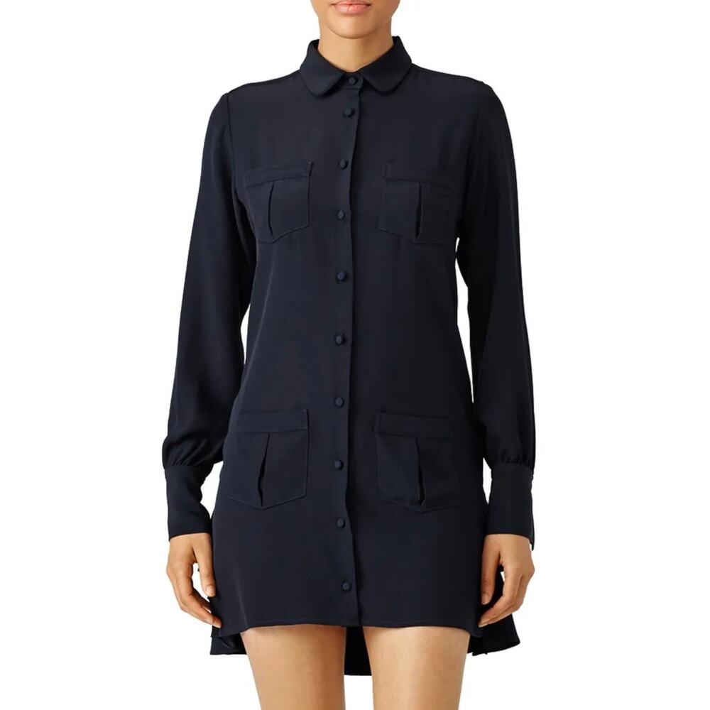 Harvey Faircloth Navy Tiered Ruffle Dress 10 Black